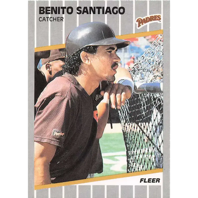 1989 Fleer #316 Benito Santiago EX Excellent San Diego Padres Baseball Card - Baseball Card Single