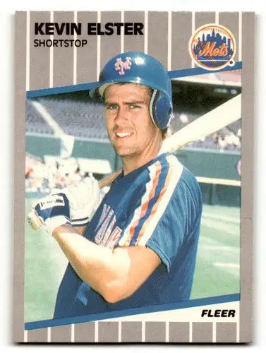 Kevin Elster Mets baseball card with original gloss from 1989 Fleer #34