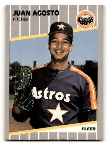 Original gloss Juan Agosto Houston Astros baseball card from 1989 Fleer #348