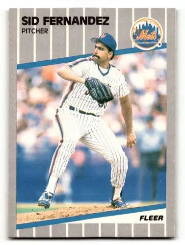 Original gloss Sid Fernandez Mets baseball cards 1989 Fleer #35 NM near mint