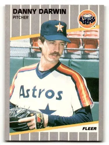 Original gloss Danny Darwin Houston baseball card from 1989 Fleer #354 Darwin Houston Astros