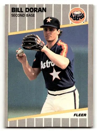 1989 Fleer Bill Doran Houston Astros baseball card with original gloss, Astros baseball cards