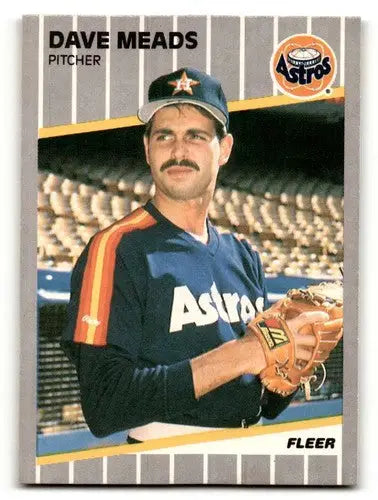 1989 Fleer Dave Meads Houston Astros baseball card with original gloss, NM-MT quality
