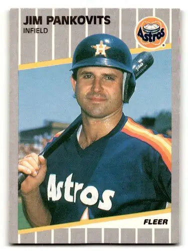 1989 Fleer Jim Pankovits Houston Astros baseball card with original gloss nit, ID 54533