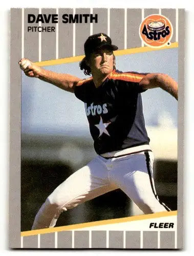 Original gloss 1989 Fleer Dave Smith Houston Astros baseball card image