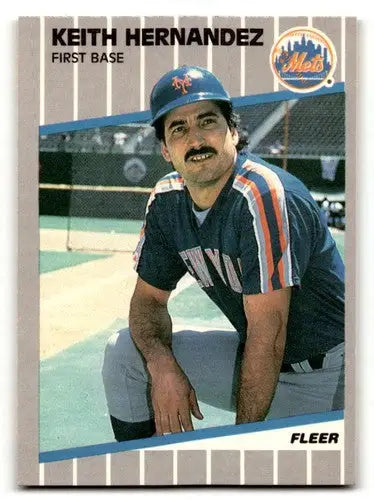 1989 Fleer Keith Hernandez Mets baseball card with original gloss, part of Mets baseball cards collection