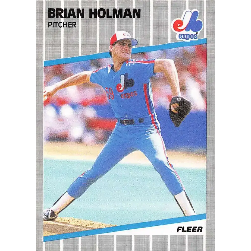 1989 Fleer #379 Brian Holman EX Excellent RC Rookie Montreal Expos Baseball Card - Baseball Card Single