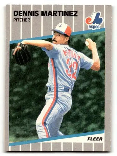 Original gloss Dennis Martinez Montreal baseball card 1989 Fleer #385 Martinez Montreal Expos