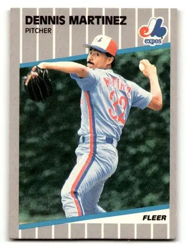Dennis Martinez Montreal baseball card from 1989 Fleer #385 featuring Martinez Montreal Expos