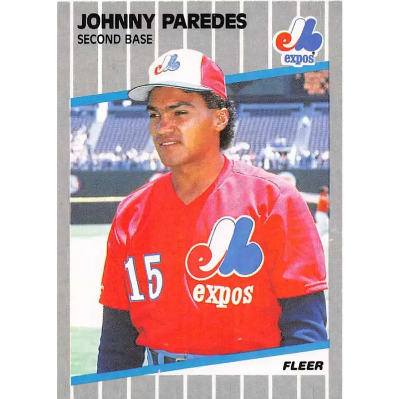 1989 Fleer #388 Johnny Paredes EX Excellent RC Rookie Montreal Expos Baseball Card - Baseball Card Single