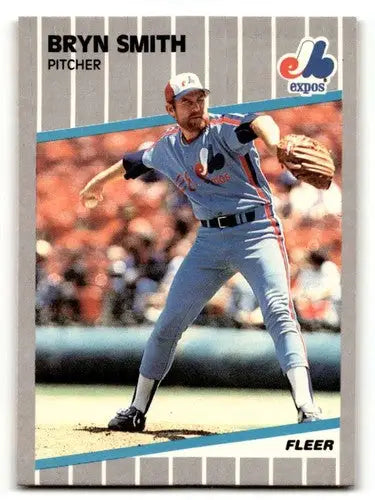 Baseball card of Bryn Smith Montreal Expos from 1989 Fleer #394 experienced NM condition