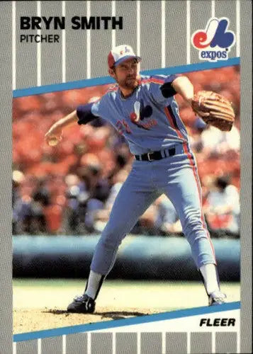Original gloss Baseball card of Bryn Smith from 1989 Fleer Simply Sandoval sports cards collection
