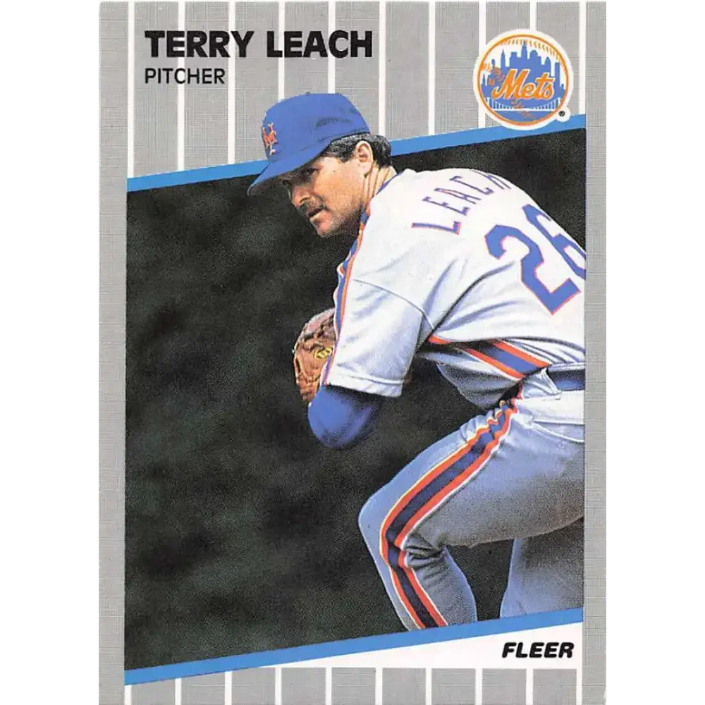 1989 Fleer #40 Terry Leach EX Excellent New York Mets Baseball Card - Baseball Card Single