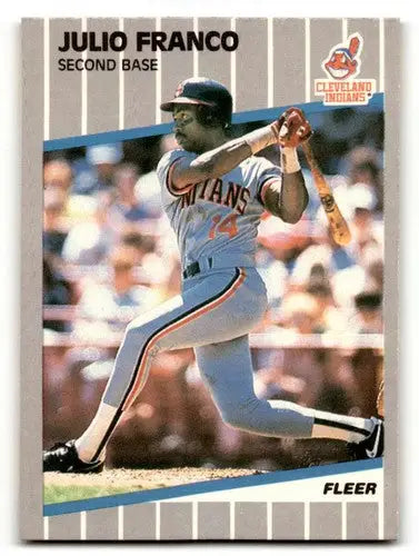 Original gloss Julio Franco Cleveland baseball card from 1989 Fleer #404 Franco Cleveland Indians