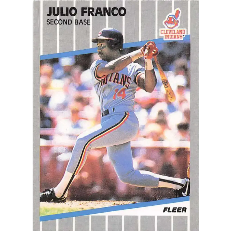 1989 Fleer #404 Julio Franco EX Excellent Cleveland Indians Baseball Card - Baseball Card Single