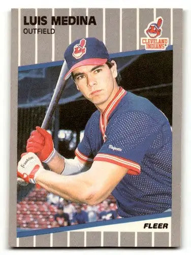 Original gloss 1989 Fleer Luis Medina Cleveland Indians baseball card front view
