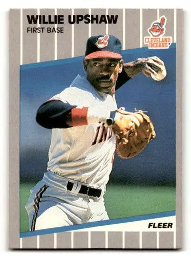 Original gloss Willie Upshaw Cleveland baseball card from 1989 Fleer #415 featuring Upshaw Cleveland Indians