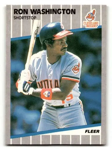 Original gloss 1989 Fleer Ron Washington Cleveland Indians baseball card front view