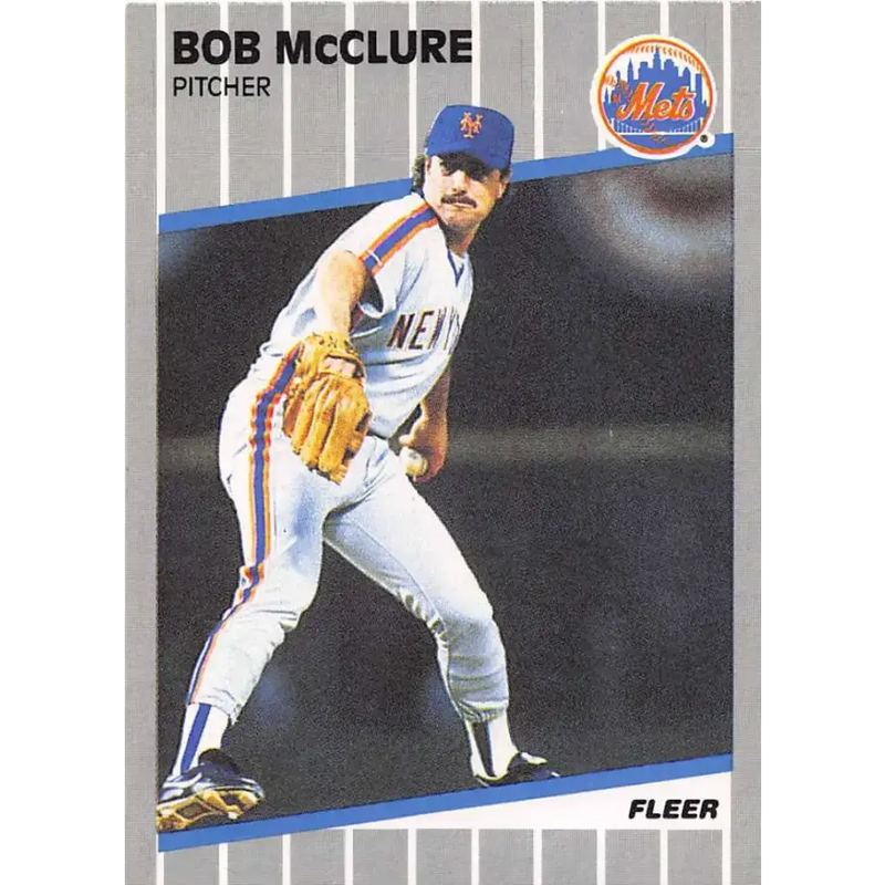 1989 Fleer #42 Bob McClure EX Excellent New York Mets Baseball Card - Baseball Card Single