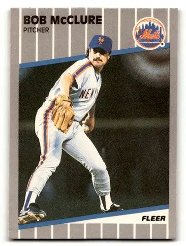 Original gloss Bob McClure Mets baseball cards from 1989 Fleer #42 NM near mint