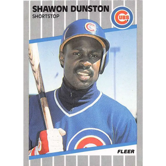 1989 Fleer #424 Shawon Dunston EX Excellent Chicago Cubs Baseball Card
