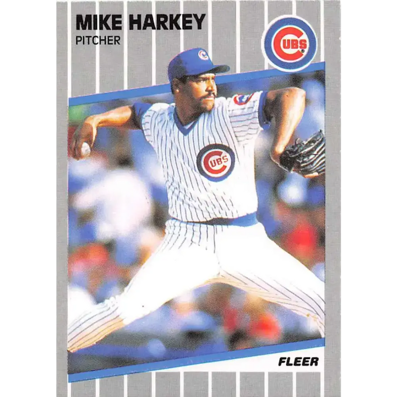 1989 Fleer #427 Mike Harkey EX Excellent RC Rookie Chicago Cubs Baseball Card - Baseball Card Single