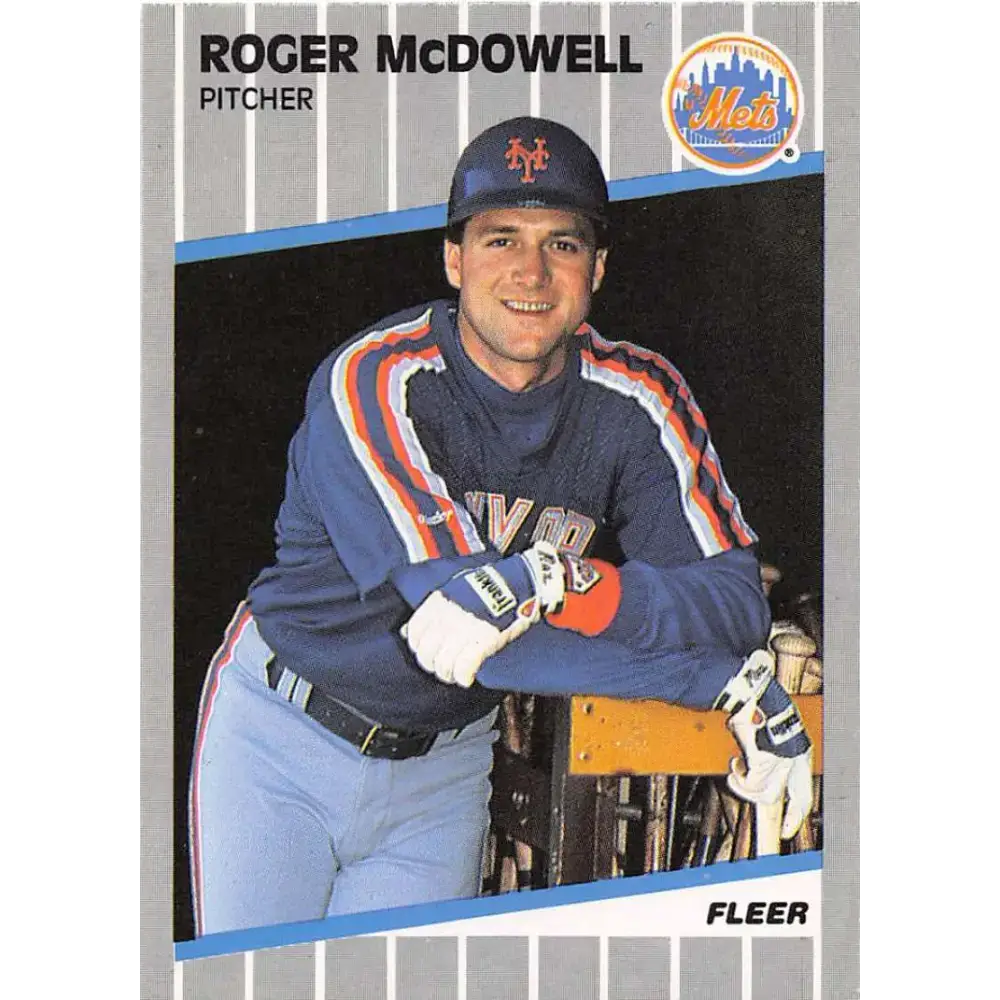 1989 Fleer #43 Roger McDowell EX Excellent New York Mets Baseball Card - Baseball Card Single