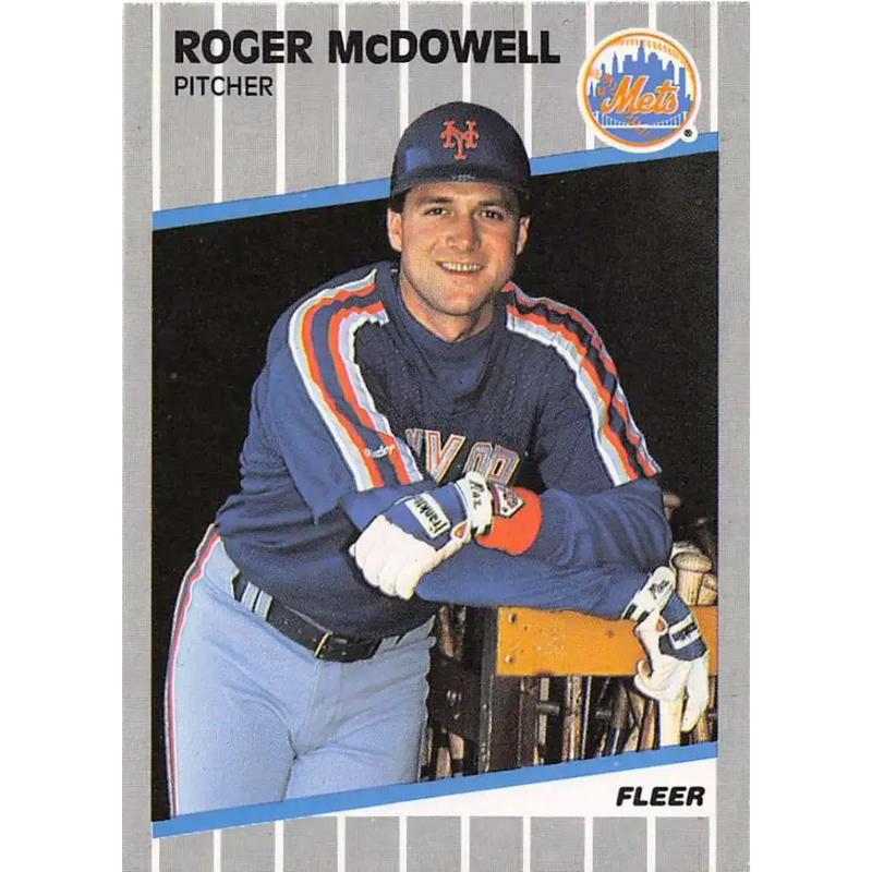 1989 Fleer #43 Roger McDowell EX Excellent New York Mets Baseball Card - Baseball Card Single