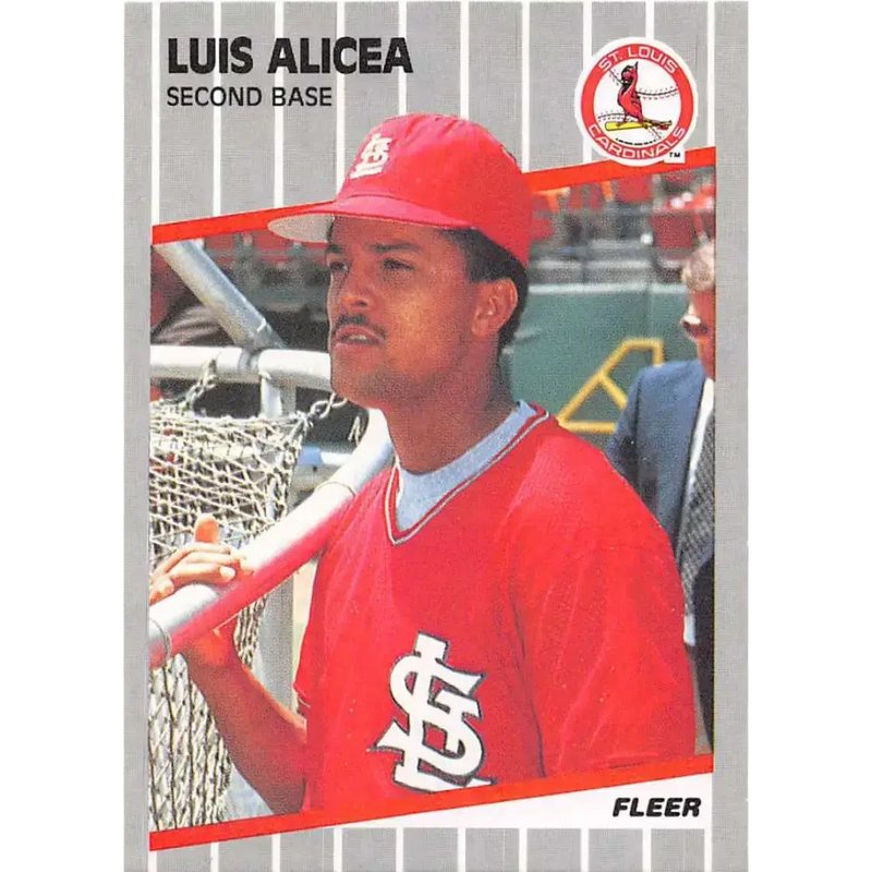1989 Fleer #443 Luis Alicea EX Excellent RC Rookie St. Louis Cardinals Baseball Card - Baseball Card Single