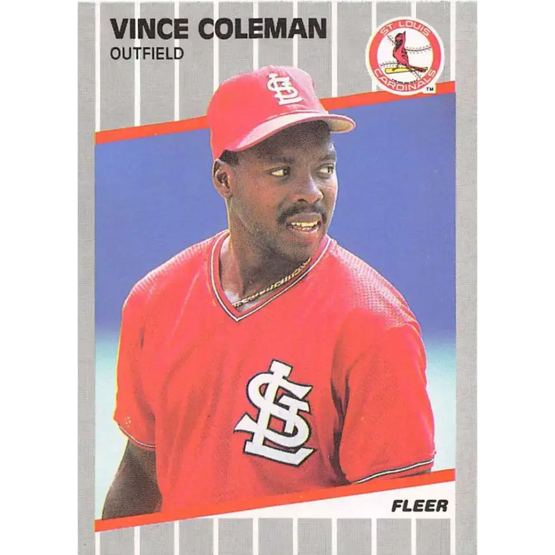 1989 Fleer #445 Vince Coleman EX Excellent St. Louis Cardinals Baseball Card - Baseball Card Single