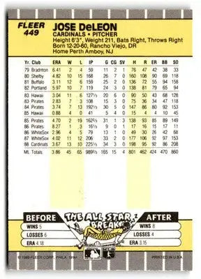 1989 Fleer #449 Jose DeLeon - Baseball Card Single