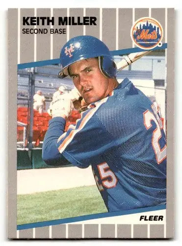 Original gloss Keith Miller Mets baseball card from 1989 Fleer #45 NM near mint