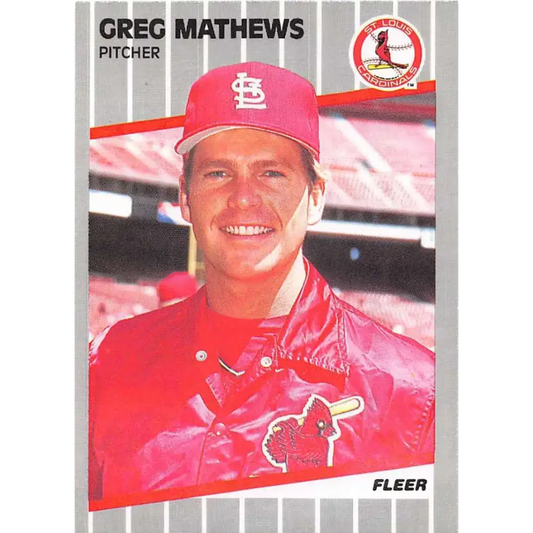 1989 Fleer #456 Greg Mathews EX Excellent St. Louis Cardinals Baseball Card - Baseball Card Single