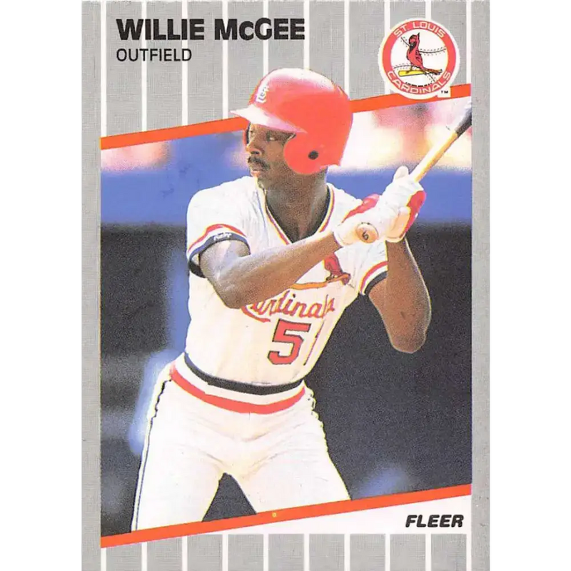 1989 Fleer #457 Willie McGee EX Excellent St. Louis Cardinals Baseball Card - Baseball Card Single