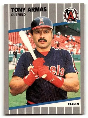 Original gloss Tony Armas California Angels baseball card from 1989 Fleer #467