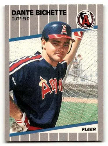 Original gloss Dante Bichette California Angels baseball card from 1989 Fleer #468