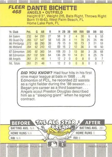 1989 Fleer #468 Dante Bichette NM-MT RC Rookie Angels ID:32551 - Baseball Card Single