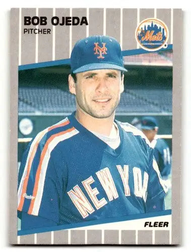 Bob Ojeda Mets baseball card with original gloss from 1989 Fleer #47