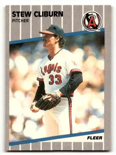 1989 Fleer Stew Cliburn California Angels baseball card with original gloss