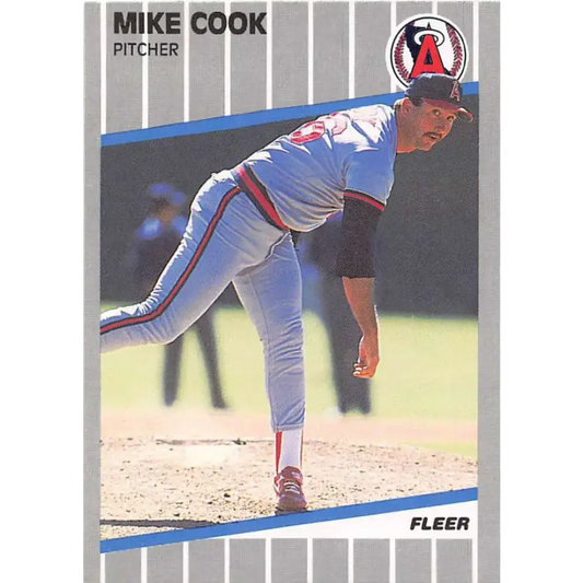 1989 Fleer #472 Mike Cook EX Excellent RC Rookie California Angels Baseball Card - Baseball Card Single
