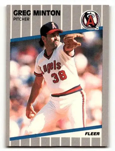 1989 Fleer Greg Minton California Angels baseball card, excellent condition ID58297