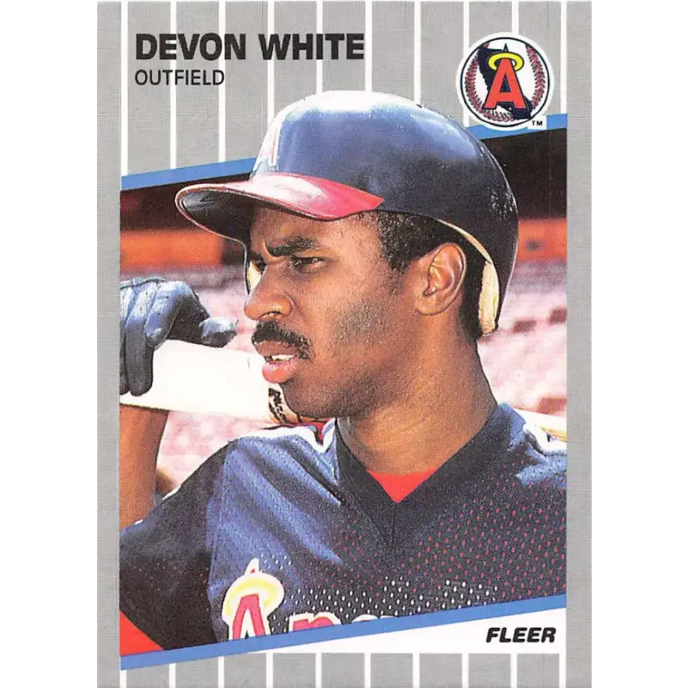 1989 Fleer #489 Devon White EX Excellent California Angels Baseball Card - Baseball Card Single