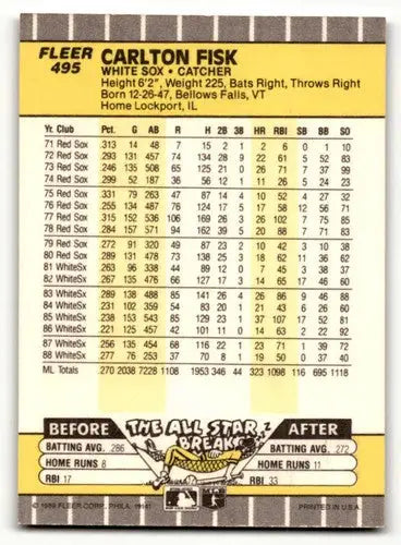 1989 Fleer Carlton Fisk Chicago White Sox baseball card NM ID 60642