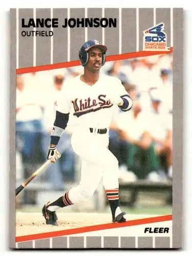 Original gloss Lance Johnson Chicago White Sox baseball card, 1989 Fleer #499, NM Ne
