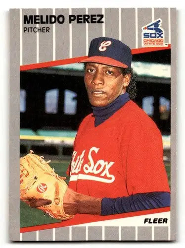 Original gloss Melido Perez Chicago baseball card from 1989 Fleer #509 Perez Chicago White Sox