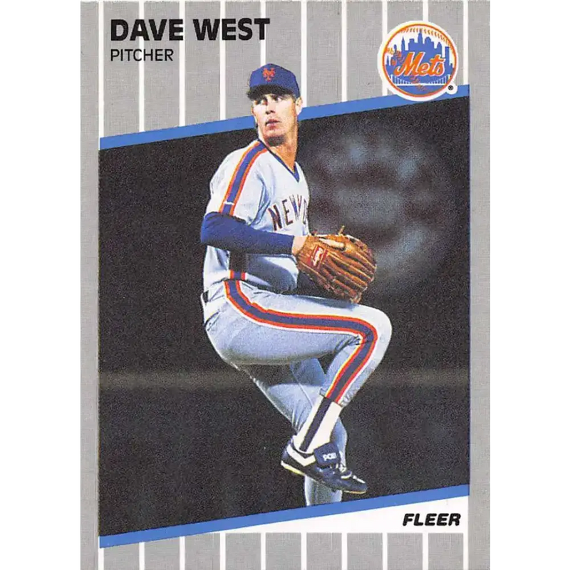 1989 Fleer #51 David West EX Excellent RC Rookie New York Mets Baseball Card - Baseball Card Single