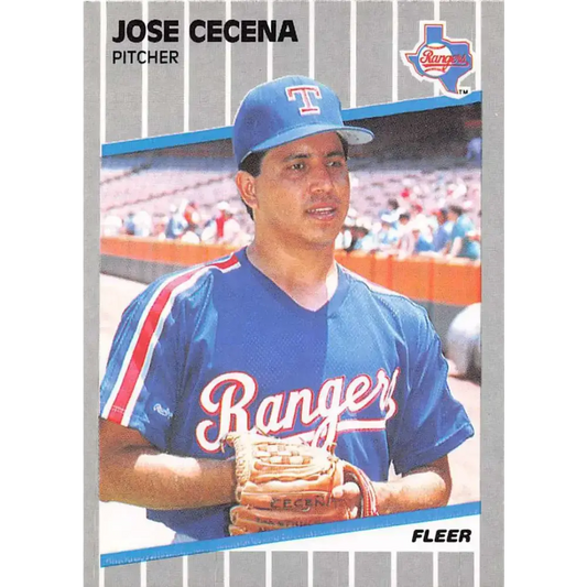 1989 Fleer #516 Jose Cecena EX Excellent RC Rookie Texas Rangers Baseball Card - Baseball Card Single