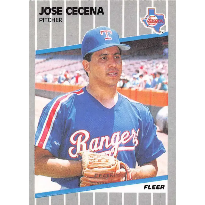 1989 Fleer #516 Jose Cecena EX Excellent RC Rookie Texas Rangers Baseball Card - Baseball Card Single