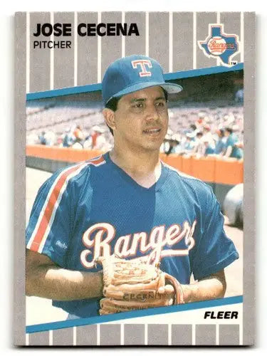 Original gloss Jose Cecena Texas Rangers baseball card from the 1989 Fleer set