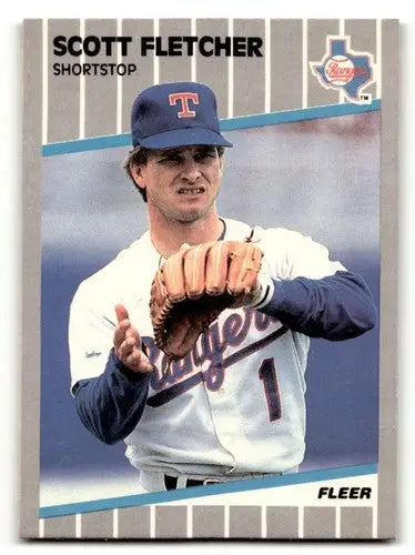 Original gloss Scott Fletcher Texas Rangers baseball card from 1989 Fleer #518